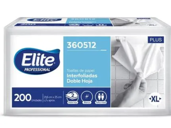 Papel toalla Elite Interfoliado x 200 unidades