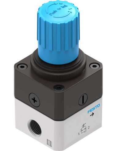 El regulador de presión LR-1/4-DB-7-MINI de FESTO es una excelente opción para aplicaciones que requieren un control preciso de la presión en un espacio reducido.