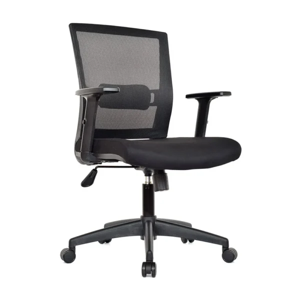 silla de oficina giratoria neumática con brazos y respaldo ajustable
