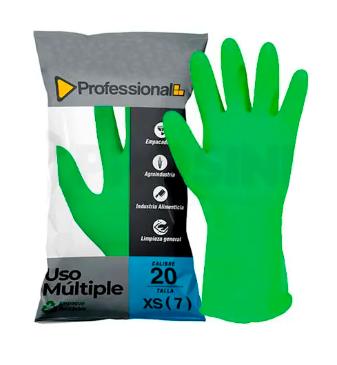 GUANTES DE JEBE COLOR VERDE CALIBRE 20