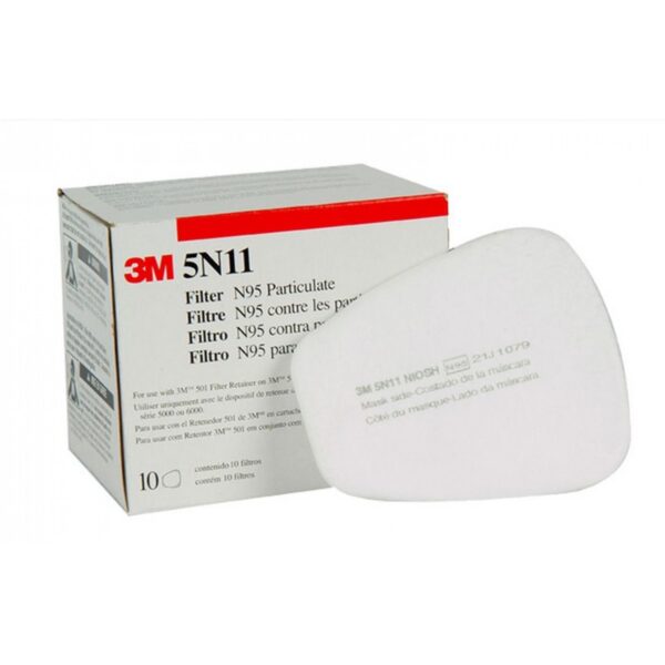 El prefiltro 3M 5N11 es compatible con una amplia gama de respiradores de media cara y cara completa de 3M, así como con el retenedor de filtro 3M 501, lo que lo convierte en una opción versátil para diversas aplicaciones industriales.