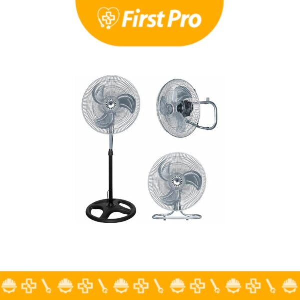 Un ventilador de pie, pared y mesa de 18 pulgadas con aspas y rejilla de metal es un dispositivo de ventilación versátil y potente, diseñado para proporcionar un flujo de aire constante y refrescante en diversos entornos.