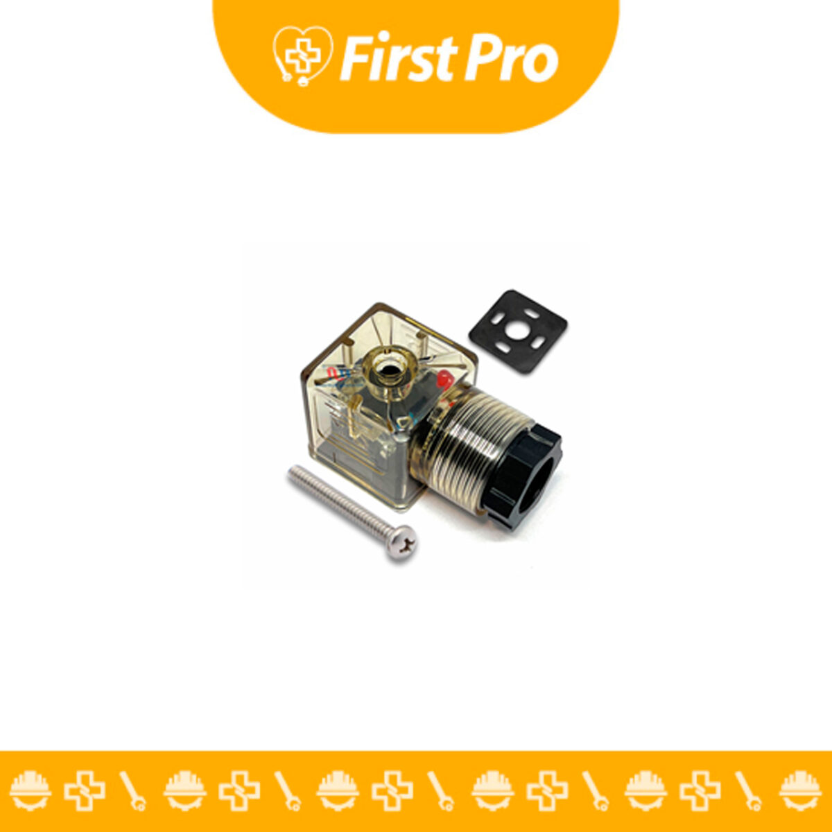 Enchufe válvula solenoide 220V Tipo 43650A 3 pines. Conexión eléctrica estándar y segura para válvulas solenoides industriales.