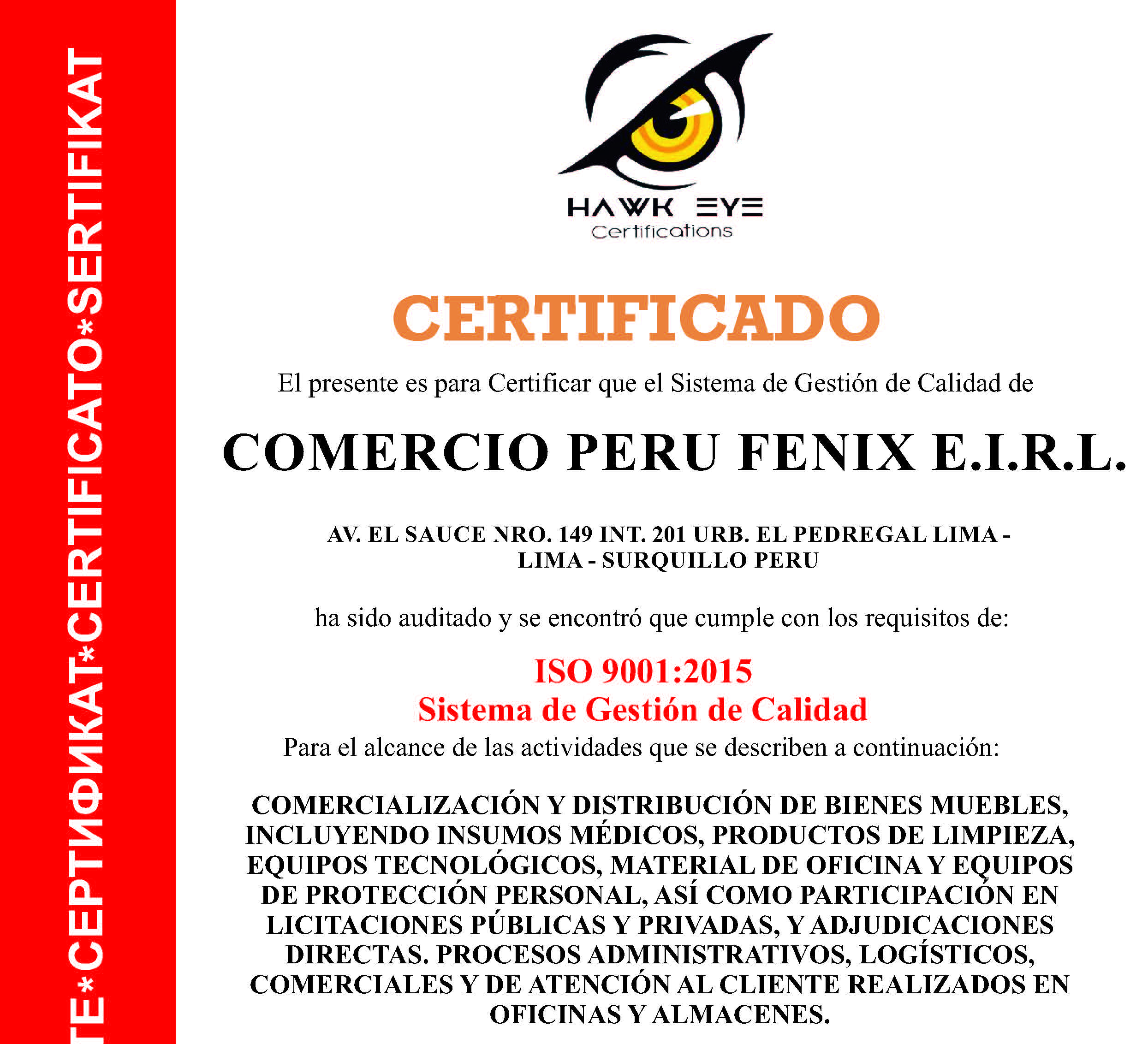¿Qué es la certificación ISO 9001:2015 y por qué es clave para nuestro crecimiento? La ISO 9001:2015 es la norma internacional más reconocida para la gestión de la calidad. Esta certificación avala que nuestros procesos cumplen con rigurosos estándares, garantizando productos y servicios consistentes, confiables y de alta calidad.