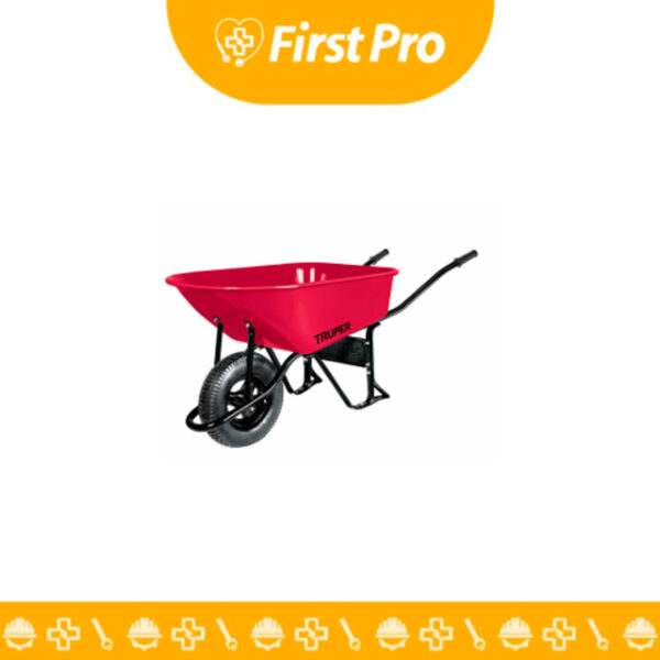 CARRETILLA BUGGY TRUPER 100L 580KG: Robusta carretilla de 100 litros con rueda central para fácil manejo de hasta 580 kg en construcción, jardinería y más.