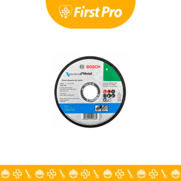 Disco de corte metal Bosch de 4 1/2" (115 mm) para cortes rápidos y limpios en acero y otros metales. Alta durabilidad y seguridad garantizada.