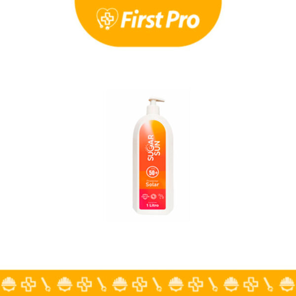 Bloqueador solar Sugar Sun de 1 litro con protección UVA/UVB de amplio espectro para toda la familia.