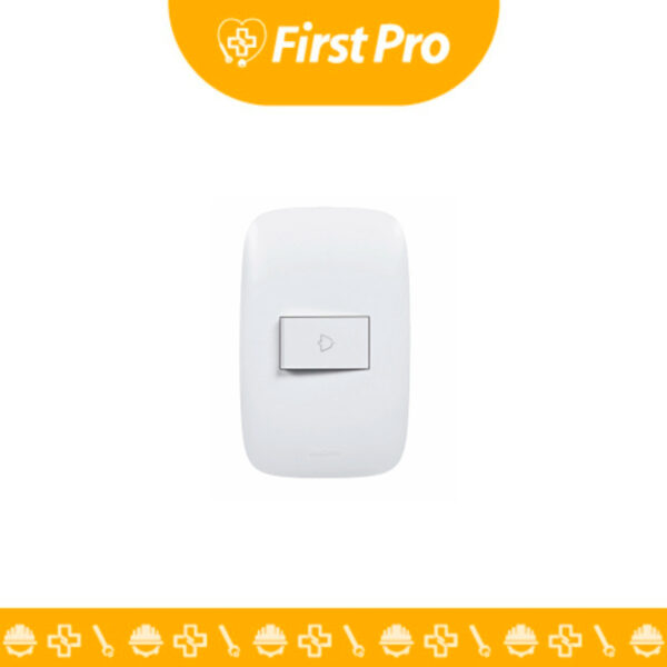 Timbre pulsador blanco de diseño moderno y alta durabilidad. Fácil instalación.