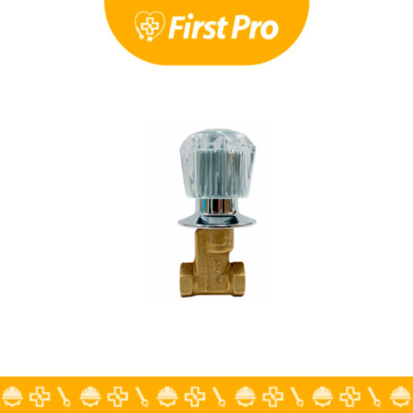 Llave de ducha acrílica de 1/2" marca Grinsa. Resistente a la corrosión, fácil de instalar y de diseño sencillo. Ideal para control de agua en regaderas.
