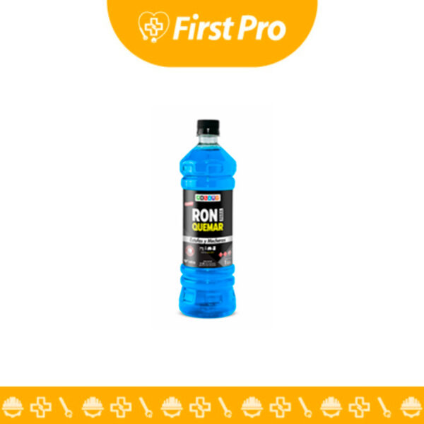 Ron de Quemar 1 Litro, solución multiusos para limpieza, desengrase, desinfección y encendido de fuegos. Ideal para hogares y profesionales, con 7 aplicaciones clave.