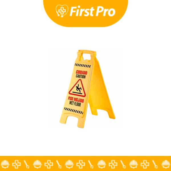 Señal de piso mojado Polinplast, plástico amarillo de 66 cm. Alta visibilidad y durabilidad para advertir sobre superficies resbaladizas y prevenir caídas.