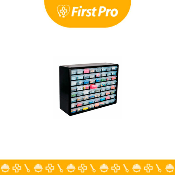El Organizador Truper 20 pulgadas con 64 gavetas es ideal para clasificar y almacenar piezas pequeñas, componentes y herramientas. Robusto y eficiente, optimiza cualquier taller o espacio de trabajo.
