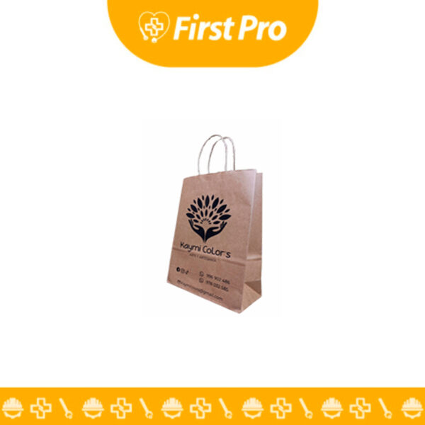 Bolsa de papel Kraft resistente y ecológica con logo personalizado. Ideal para boutiques, regalos y empaques sostenibles.