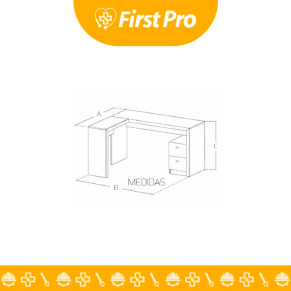 Escritorio en "L" multifuncional con cajonera y espacio para caja registradora. Ideal para oficinas, recepciones y comercios que buscan optimizar el espacio y la funcionalidad.