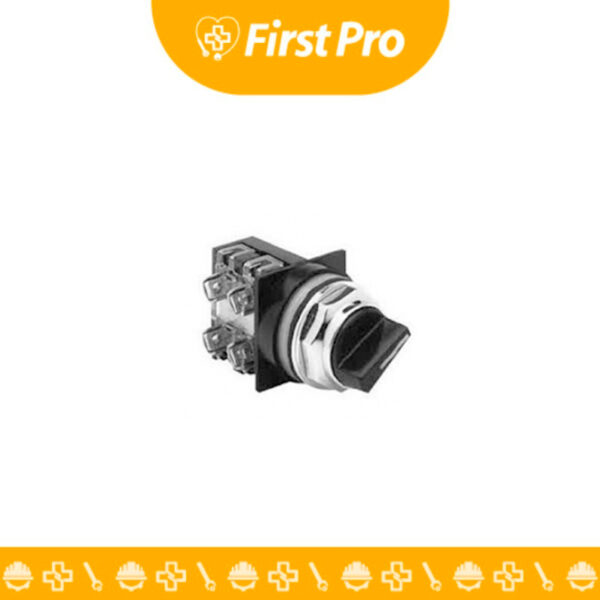 Selector manual de 2 posiciones (ON/OFF) para paneles de control de 30 mm, compatible con 220 VAC. Componente robusto y fiable para automatización industrial, fácil de instalar y usar.