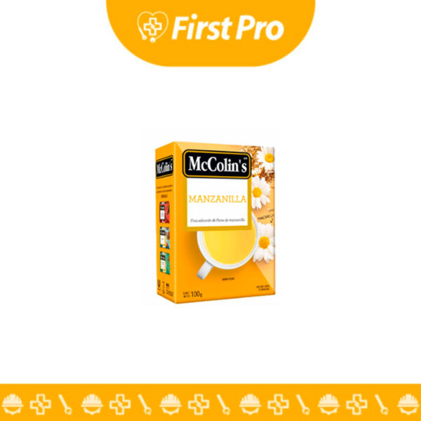 Descubre la Manzanilla McCOLIN'S en caja de 100 sobres. Una infusión natural para la calma, digestión y bienestar. ¡Tu dosis diaria de tranquilidad!