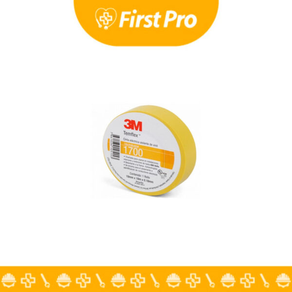 La Cinta Aislante Temflex™ 1700 3M Amarilla es una cinta de PVC de uso general, ideal para aislamiento eléctrico hasta 600V. Flexible, resistente y de color vibrante para identificación y seguridad en tus conexiones eléctricas.