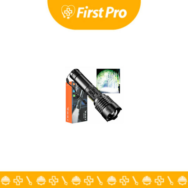 Linterna táctica profesional de largo alcance (2000 metros). Iluminación potente, construcción robusta y resistente al agua. Ideal para seguridad, rescate y exploración.