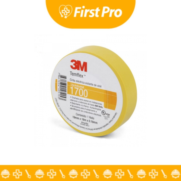 Cinta aislante Temflex™ 1700 3M – Color amarillo