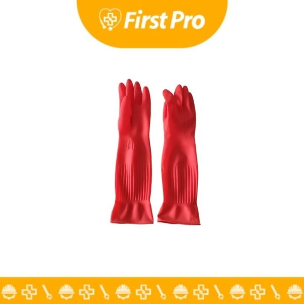 Guantes de Jebe Largos Rojos para Limpieza de Servicios Higiénicos