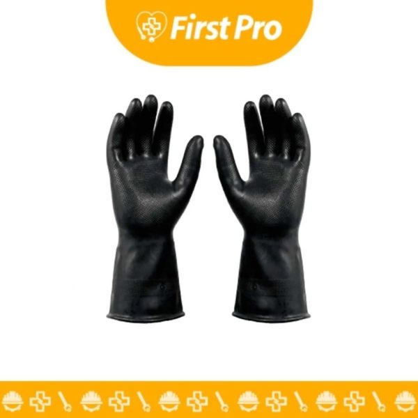 Guantes de Jebe Largos Negros para Área de Escaldado