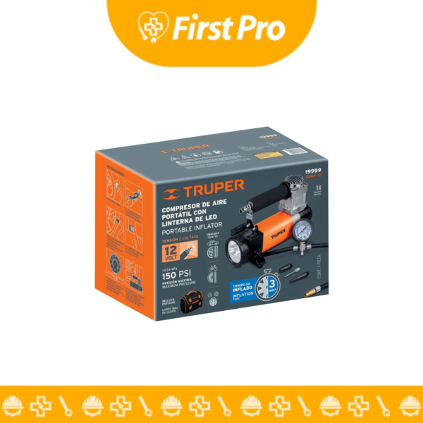Inflador Compresor de Aire 12 V Portátil Truper COMP‑12 (19999)