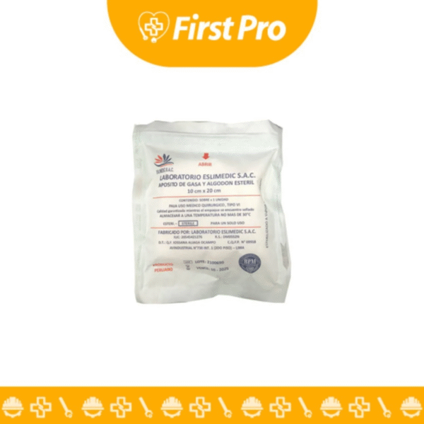 Eslimedic Apósito de Gasa y Algodón Estéril 10 cm x 20 cm
