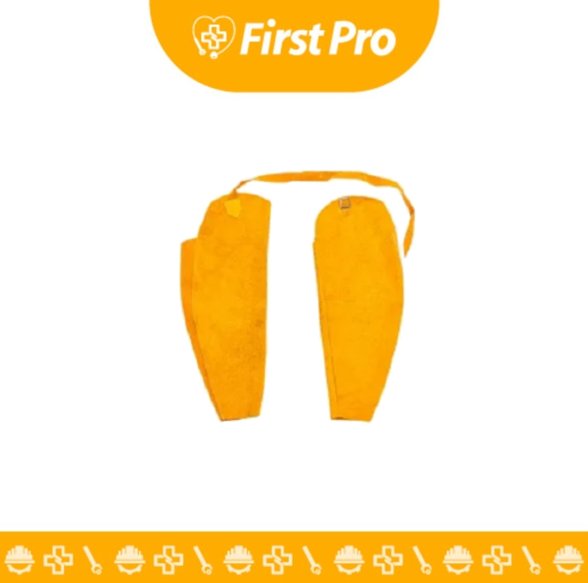 Mangas de Cuero Cromo para Soldador con Tiraje de Res – Color Amarillo