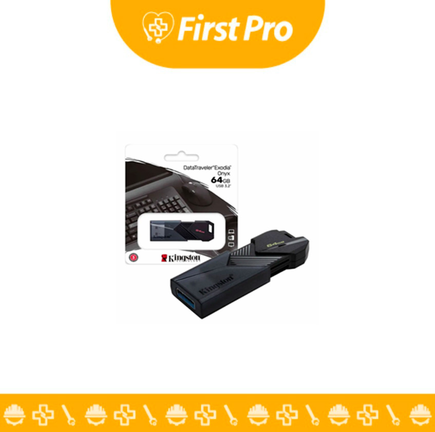 Memoria USB Kingston 64 GB Negra (100 MB/s) en un primer plano. La imagen debe mostrar el diseño específico de la unidad (ej. DataTraveler), destacando el color negro uniforme y el logotipo de Kingston. Se debe apreciar claramente la capacidad grabada (64 GB) y, si es visible, la mención de la velocidad o el estándar USB (3.0). El enfoque debe estar en el diseño compacto y la textura de la carcasa.