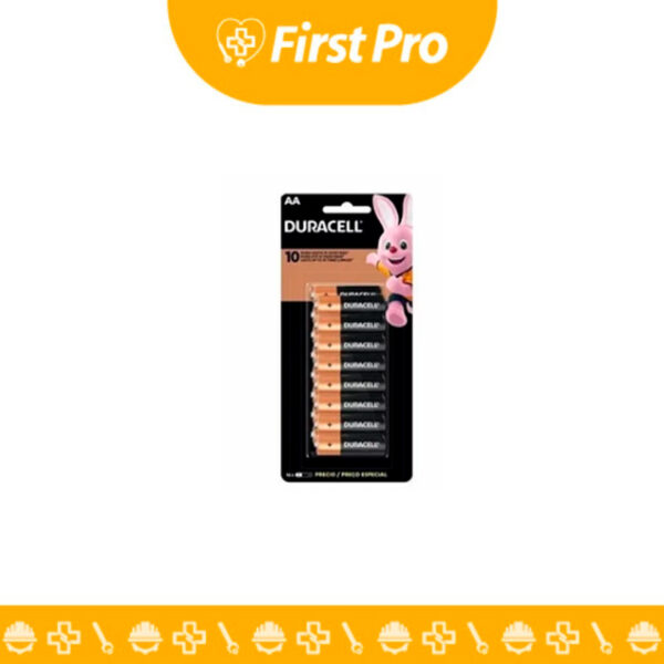 Paquete de 16 Unidades de Pilas Duracell AA en su empaque sellado y claramente visible. La imagen debe destacar el color cobre y negro distintivo de las pilas Duracell y el número "AA". El enfoque debe estar en el sello de seguridad del paquete y la indicación clara del número de unidades (x 16), transmitiendo la idea de un producto de alta calidad y gran cantidad.