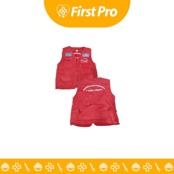 Chaleco de Seguridad Rojo con Bolsillos y Cinta Reflectiva – Alta Visibilidad y Protección Laboral