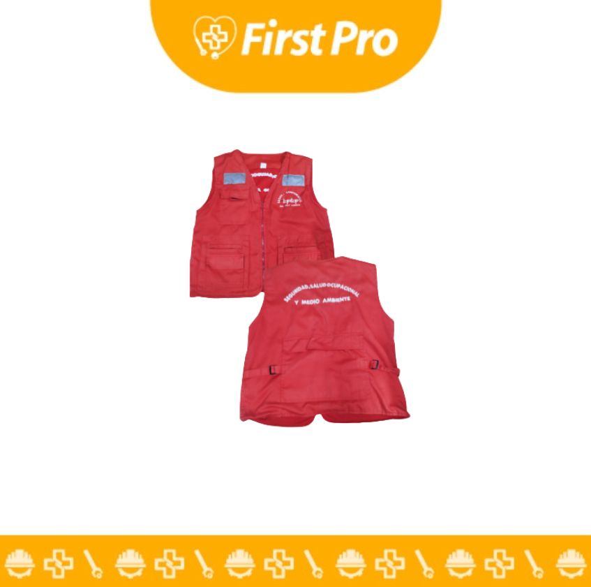 Chaleco de Seguridad Rojo con Bolsillos y Cinta Reflectiva