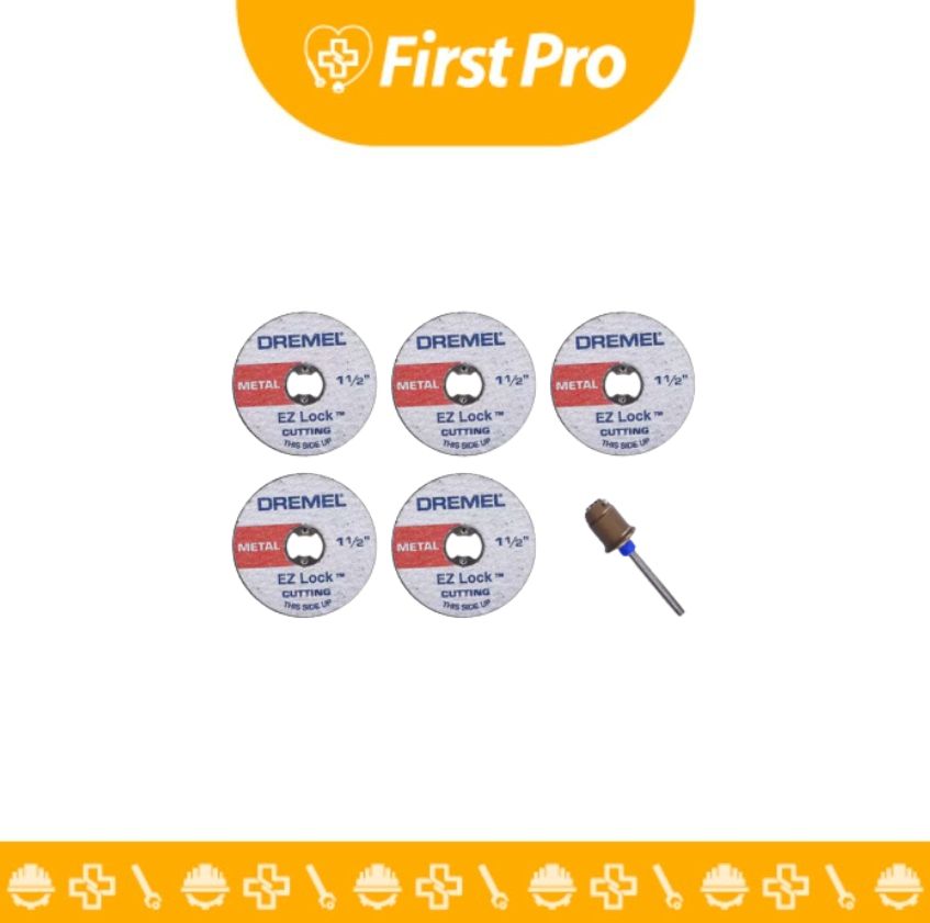 Kit de Discos de Corte 1 1/2″ (5 Unidades) EZ-LOCK + Mandril Dremel EZ406