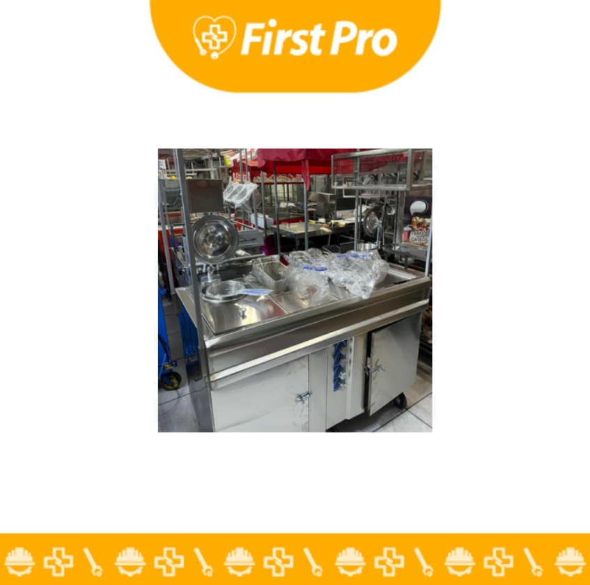 Carrito Sanguchero de Acero Inoxidable con Doble Freidora