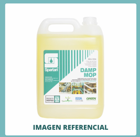 Galón de limpiador neutro Spartan Damp Mop utilizado para limpieza de pisos sin enjuague.