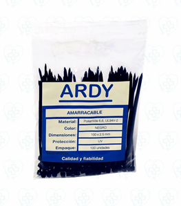 Amarracable Negro 100 x 2.5 mm UV Promelsa Paquete x 100 Unidades
