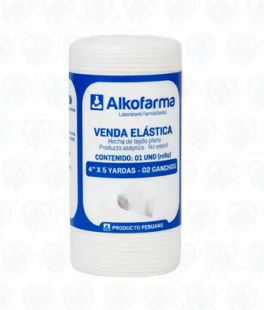 Venda Elástica 4" x 5 yd Alkhofar – Bolsa x 1 Unidad para Soporte y Compresión Médica