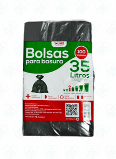 Bolsa Negra para Basura 35 Litros 20x26" Paquete x100 Unidades