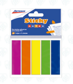 Notas Adhesivas Banderitas Rectangulares PET Artesco 5 Colores x 25 Hojas