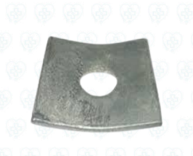 Arandela Cuadrada Curva Galvanizada 57x57x5 mm con Agujero 18 mm para Fijación Estructural