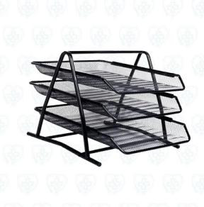 Bandeja de 3 Pisos de Malla Metálica para Documentos Organización de Oficina