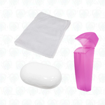 Kit de Aseo – Incluye Toalla de Mano, Jabonera con Tapa Marina y Estuche Portátil