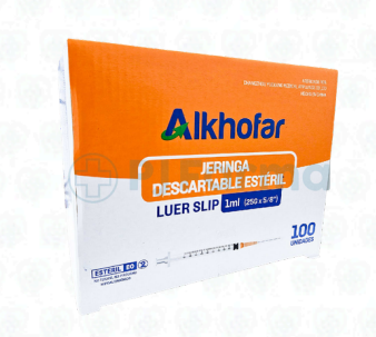 Jeringa Tuberculina 1 mL con Aguja 25G × 5/8″ – Alkhofar – Caja x 100 Unidades