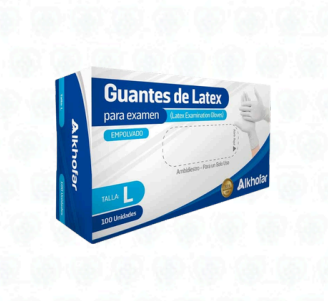 Guantes de Látex para Examen – Alkhofar – Talla L – Caja x 100 Unidades