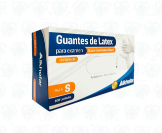 Guantes de Látex para Examen – Alkhofar – Talla S – Caja x 100 Unidades