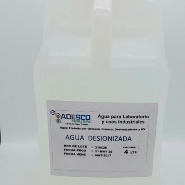 Agua Desionizada Galón 4 litros