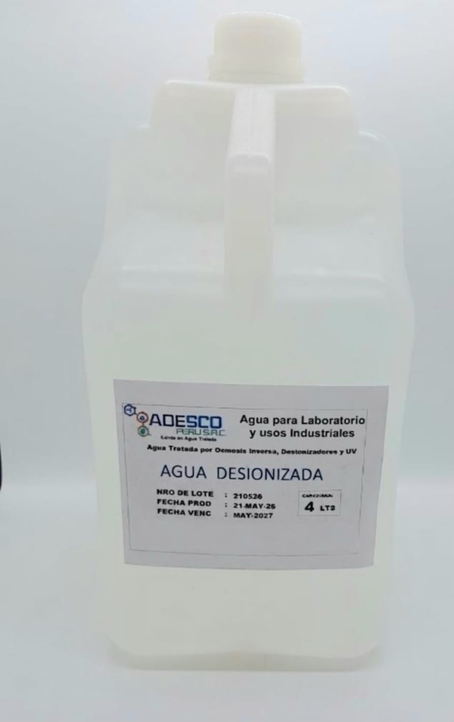 Agua Desionizada Galón 4 litros