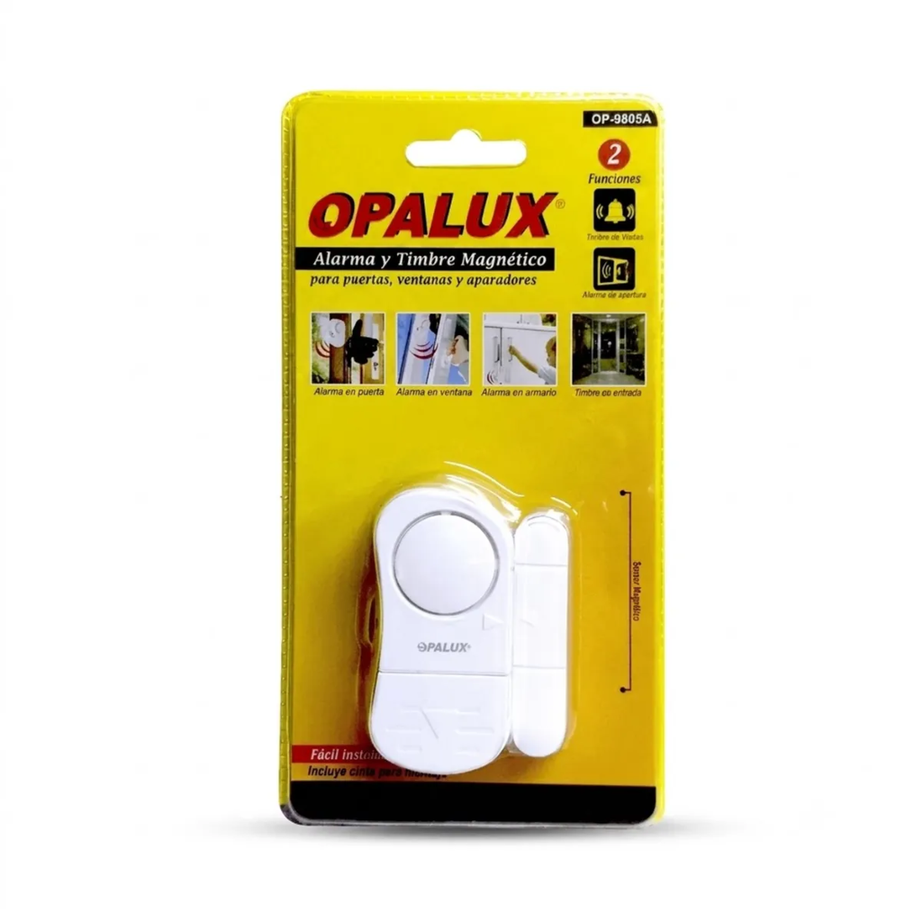 Alarma y timbre Magnético OPALUX 2 Tonos 3 Pilas LR44 OP-9805A