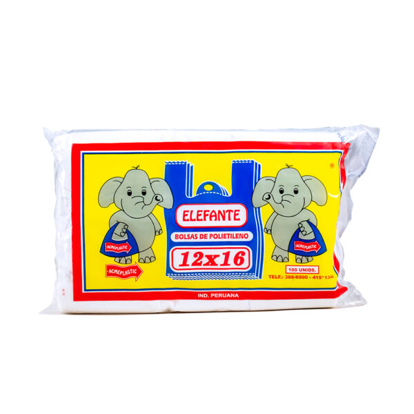 Bolsas blancas de polietileno con asa 12 x 16 paquete x 100 unidades s/m