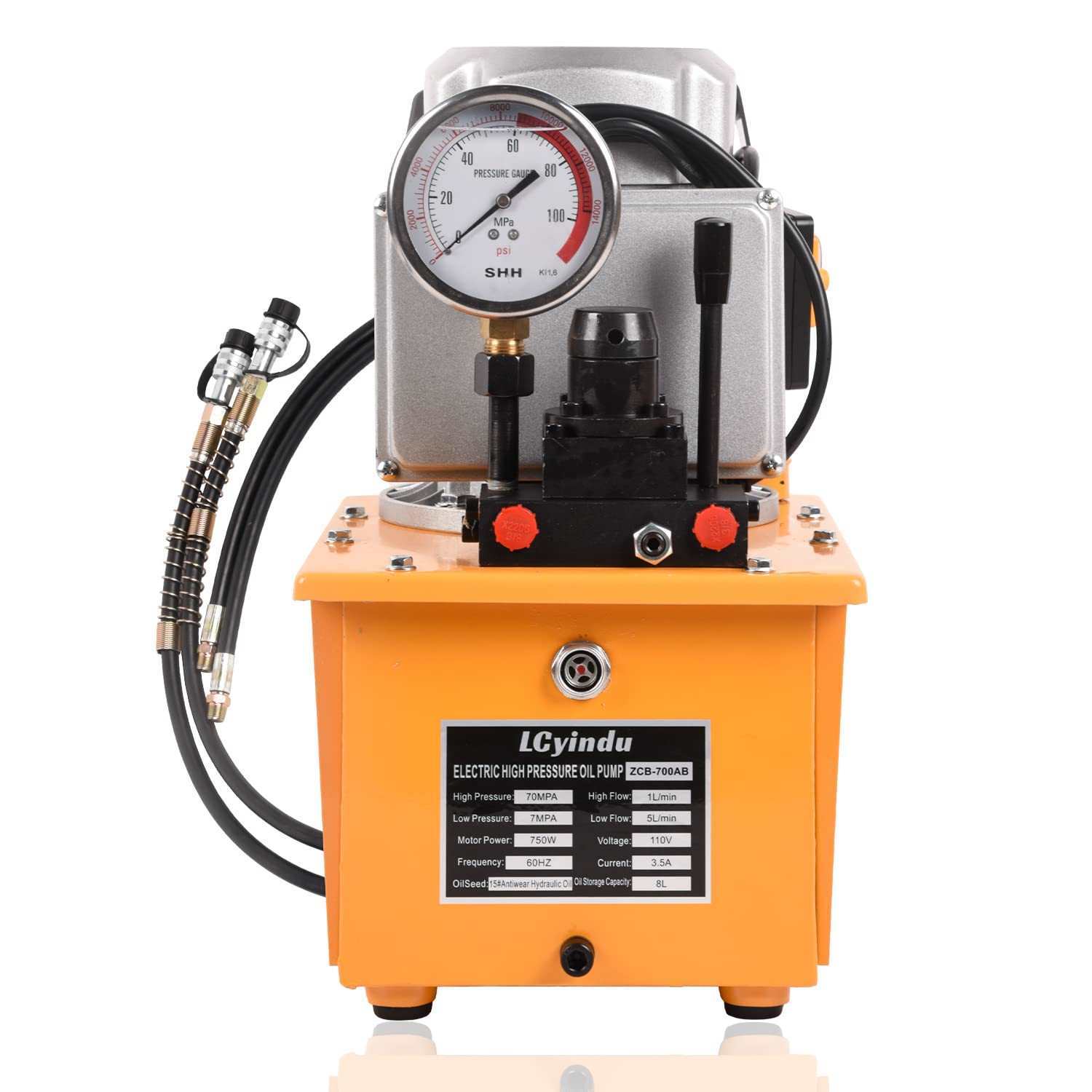 Bomba Hidráulica Eléctrica 8.4 Litros 2.1 Galones Acción Doble Válvula Manual ZCB-700AB